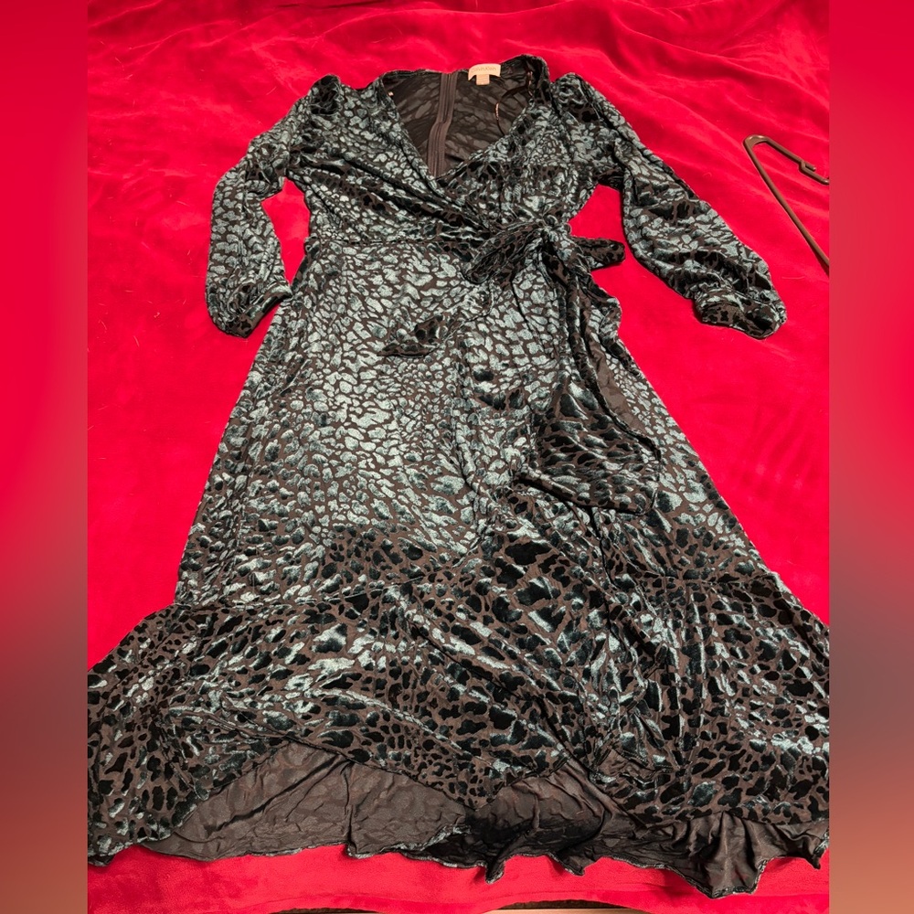 Calvin Klein Black Animal Print Long Sleeve Dress